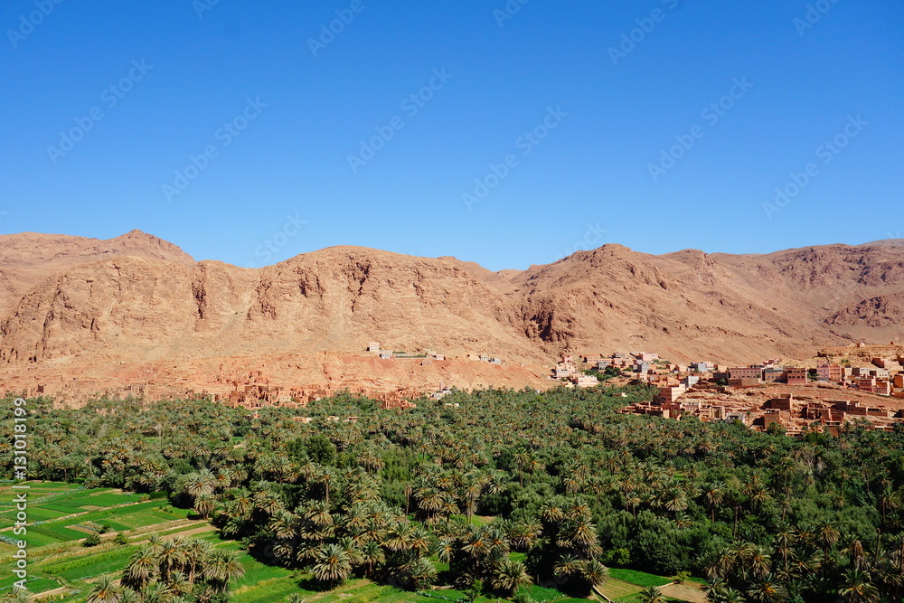 rock mountain with oasis at morocco 2