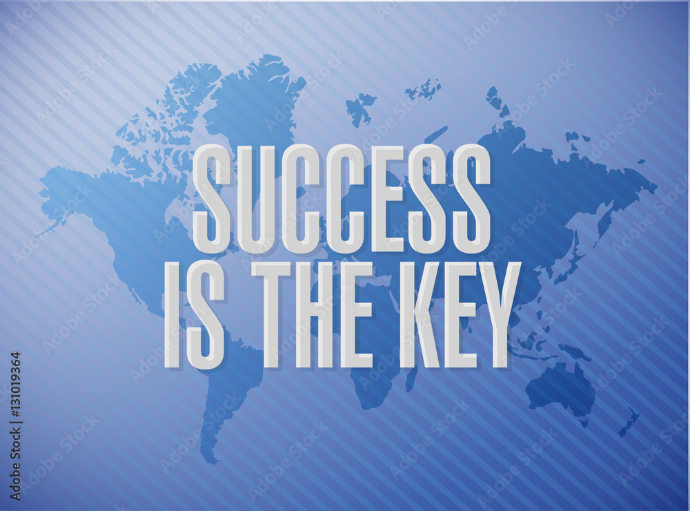 Success is the key world map sign concept