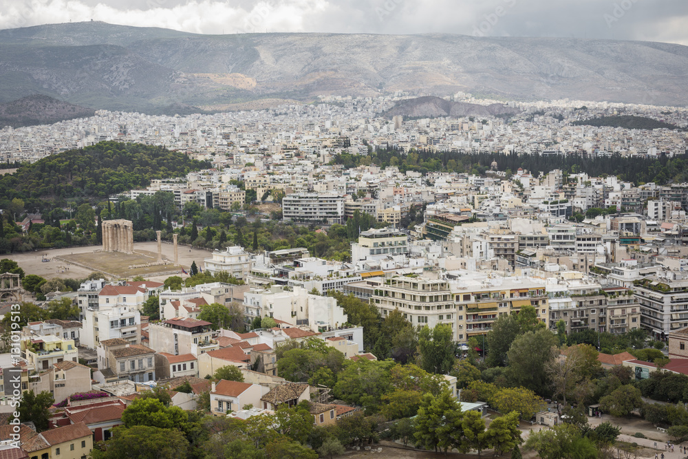 Panorama of Athens City, View from the Acropolis hill