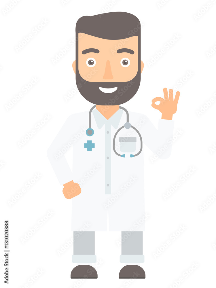 Doctor showing ok sign vector illustration. Doctor showing ok sign vector illustration.