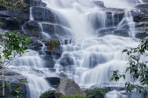 Waterfall in rainforest at northern of Thailand.