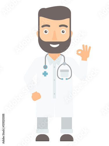 Doctor showing ok sign vector illustration.