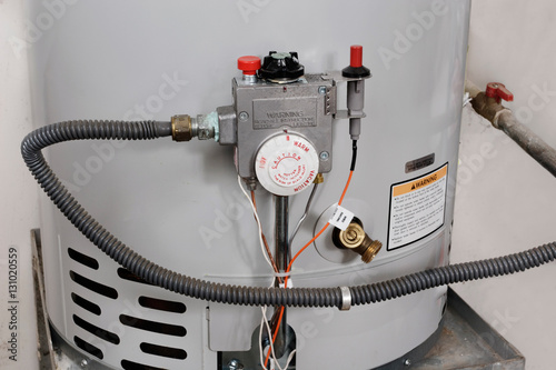 Water temperature controls on a hot water heater photo