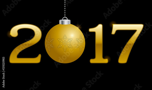 2017, золотой новогодний шар