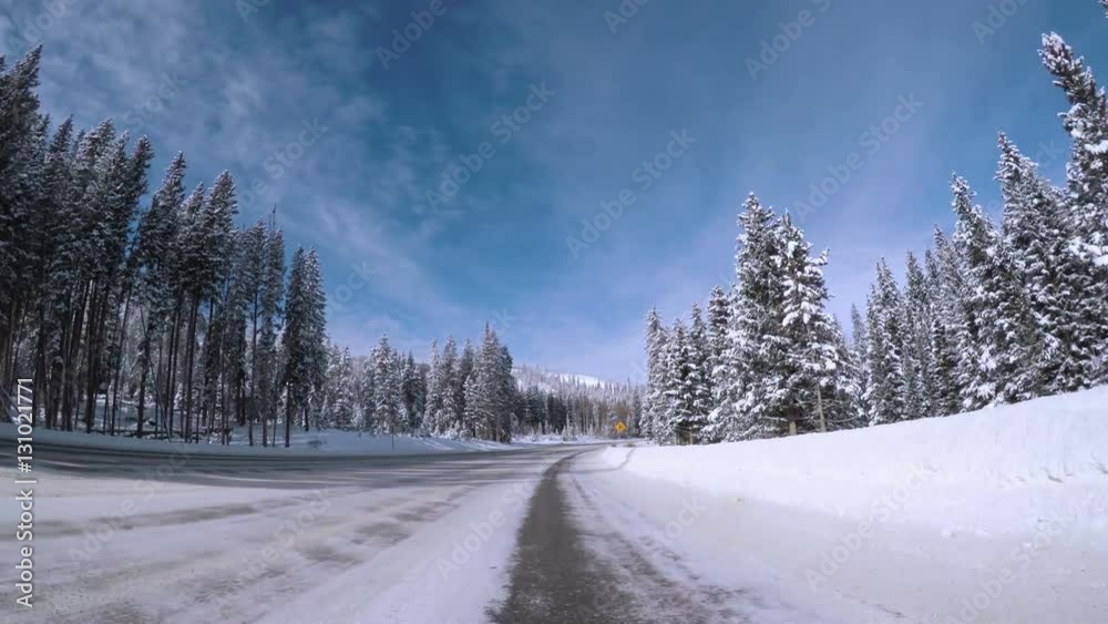 POV point of view - Driving through Berthoud pass after Winter storm