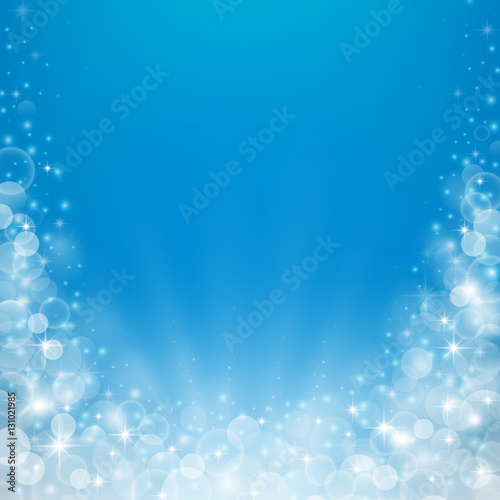 Magical sea underwater background with bubbles, bokeh lights and sparkles. Vector illustration.