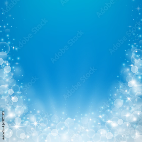 Magical sea underwater background with bubbles, bokeh lights  and sparkles. Vector illustration.