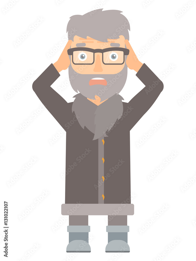 Stressful north man clutching his head. Stressful north man clutching his head.
