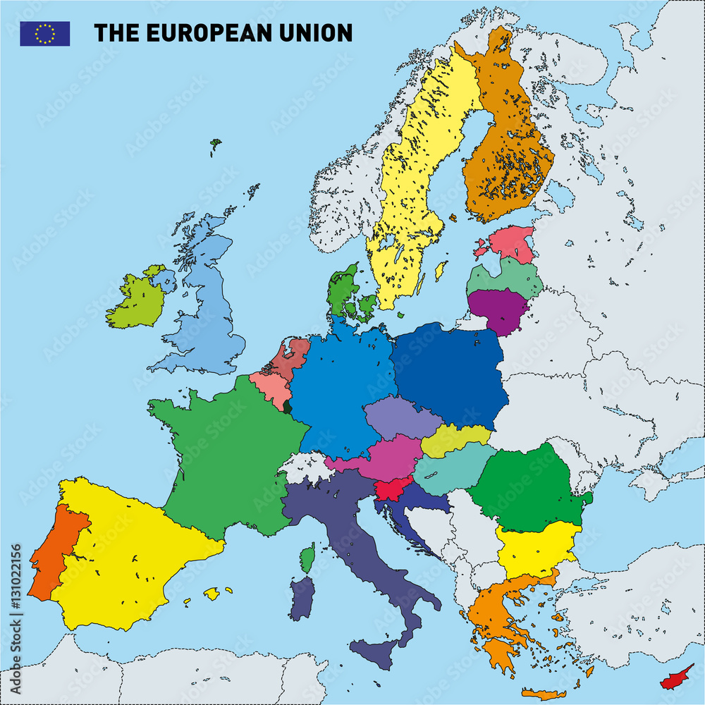Fototapeta premium Mapa wektorowa Unii Europejskiej