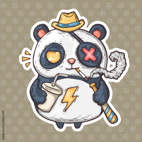 cartoon smoking panda