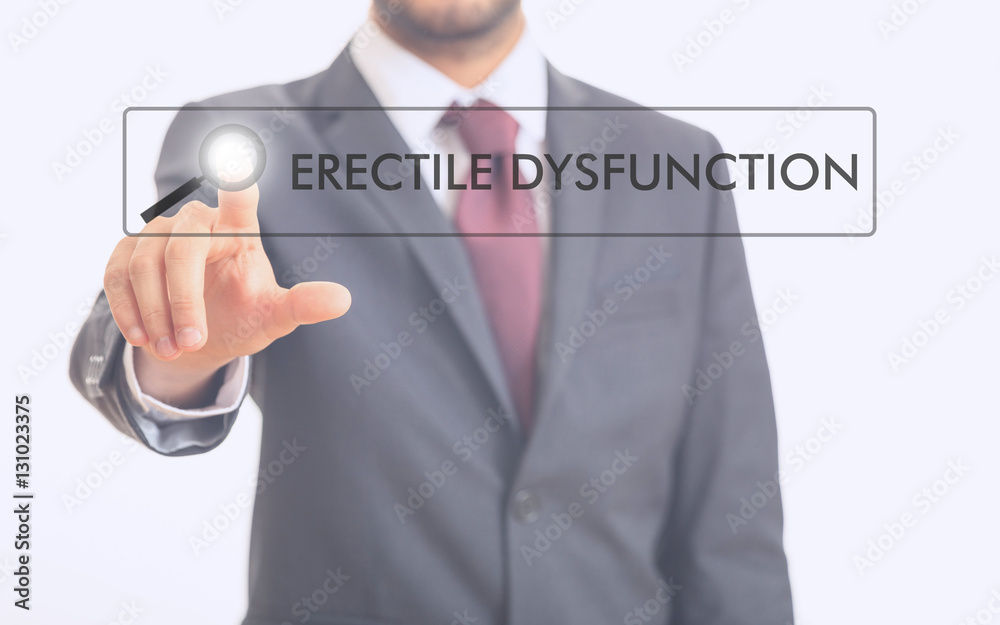Man pointing at word erectile dysfunction Man pointing at word erectile dysfunction