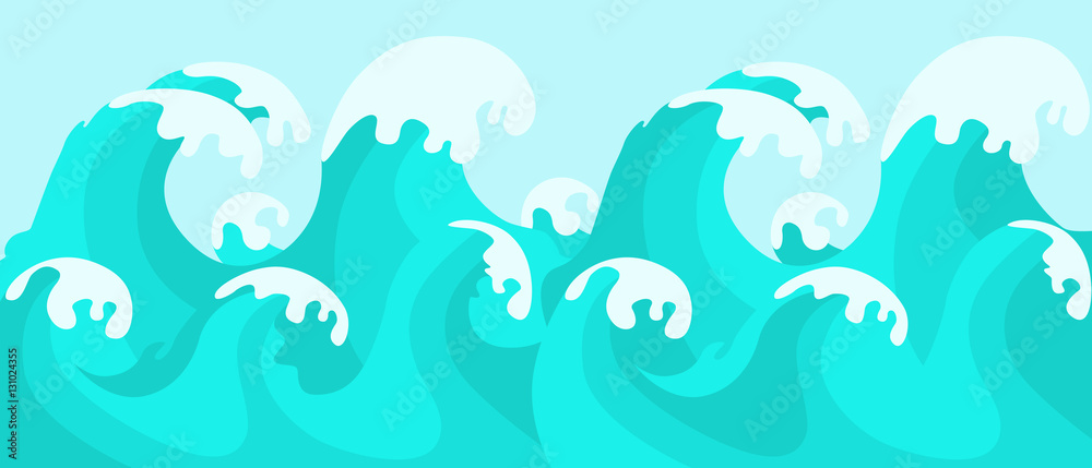 Sea wave on sky background. Flat design. Vector illustration Sea wave on sky background. Flat design. Vector illustration