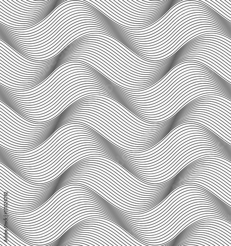 Vector seamless pattern. Modern stylish texture. Monochrome geometrical pattern. Repeating pattern of intertwining wavy strands.