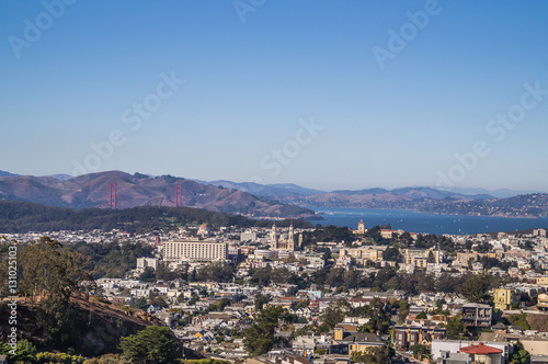 View of San Francisco from a top the Tween  Peaks, one sunny day. © larisa_stock
