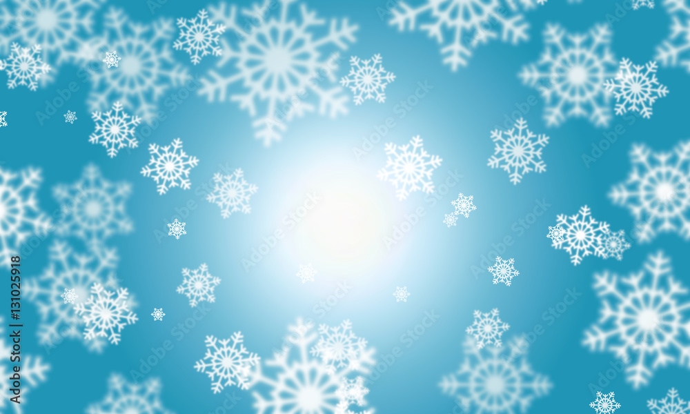 Background with snowflakes bokeh effect