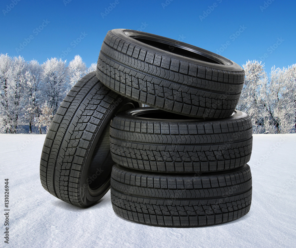 Obraz premium tyres for car on snow