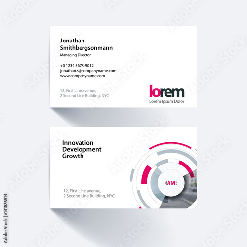 Vector business card template with particles, circles, segments 