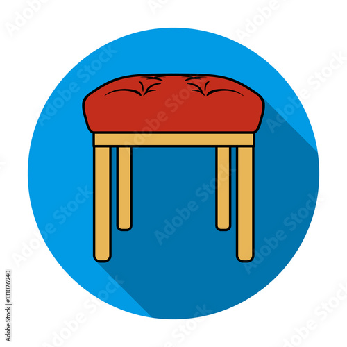 Stool icon in flat style isolated on white background. Furniture and home interior symbol stock vector illustration.