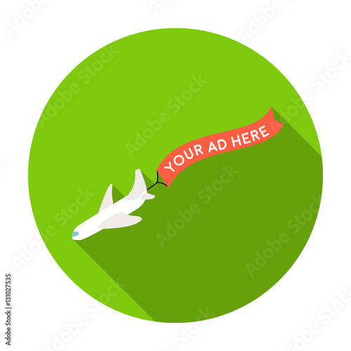 Aerial advertising icon in flat style isolated on white background. Advertising symbol stock vector illustration.