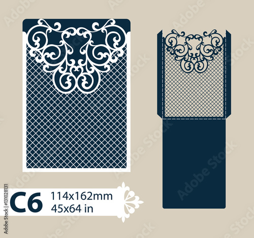 Bild auf Leinwand Template congratulatory envelope with carved openwork pattern