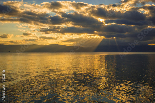 Seascape with clouds and reflections  in Loutra Edipsou, Evia photo