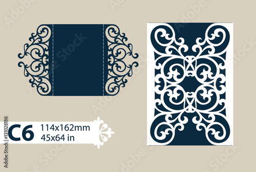 Schilderij op canvas Template congratulatory envelope with carved openwork pattern