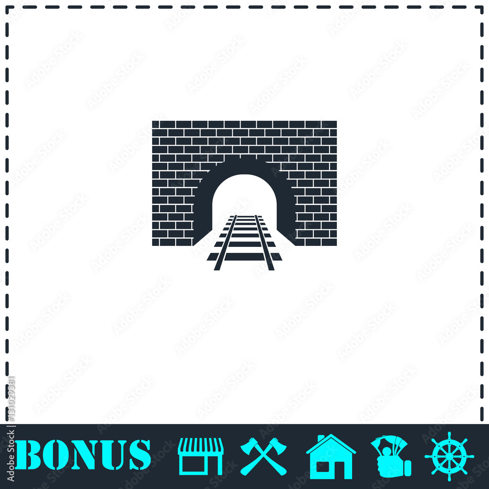 Railway tunnel icon flat Railway tunnel icon flat