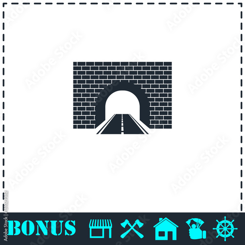 Road tunnel icon flat