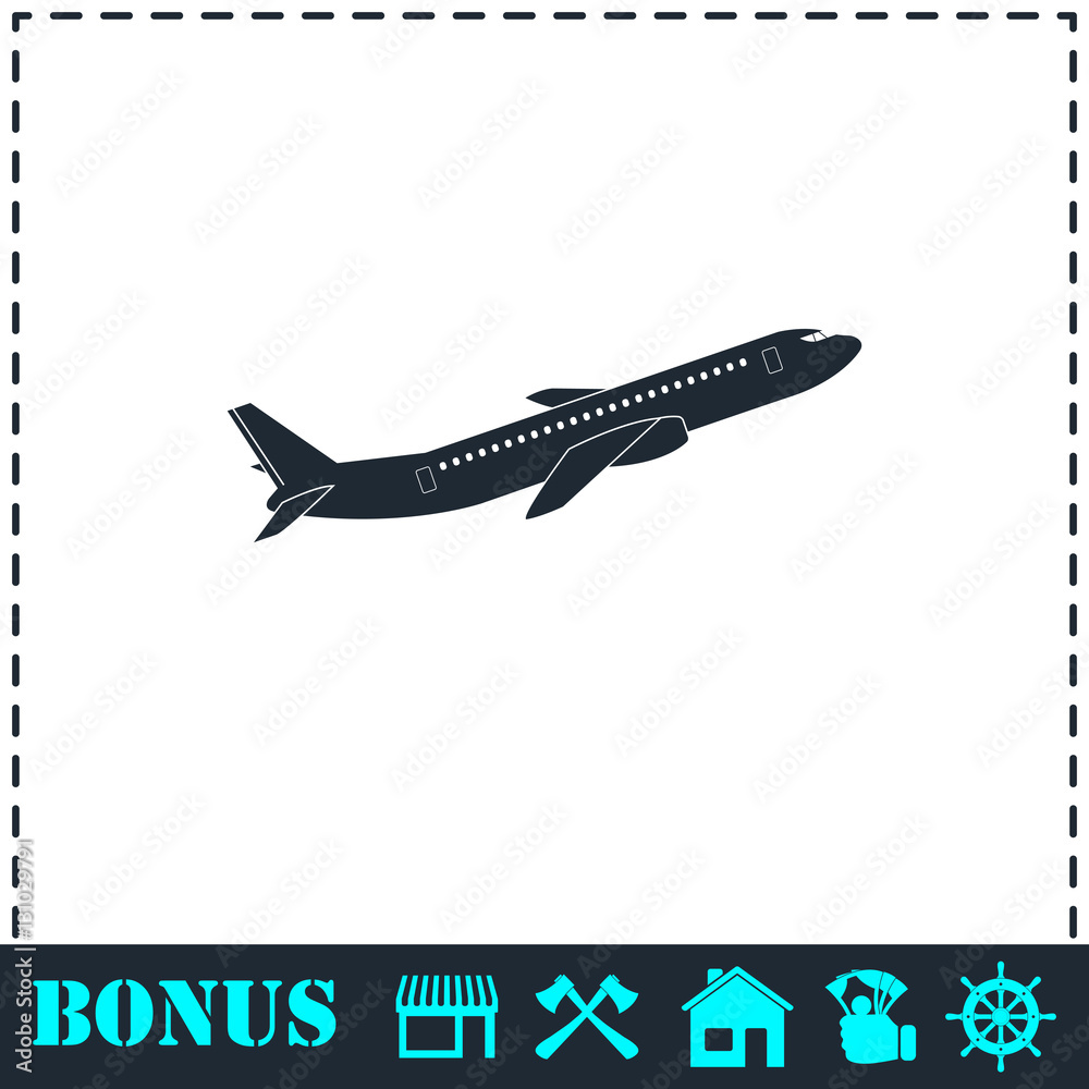 Airplane icon flat