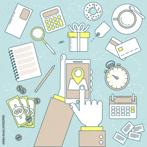 Businessman checking location on cell phone.