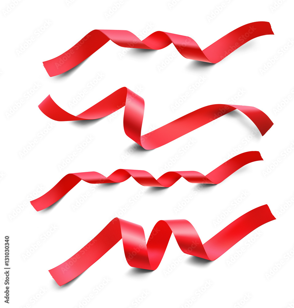 Set of red ribbons on white background. Vector illustration. Ready for your design. Can be used for greeting card, holidays, gifts and etc. Set of red ribbons on white background. Vector illustration. Ready for your design. Can be used for greeting card, holidays, gifts and etc.