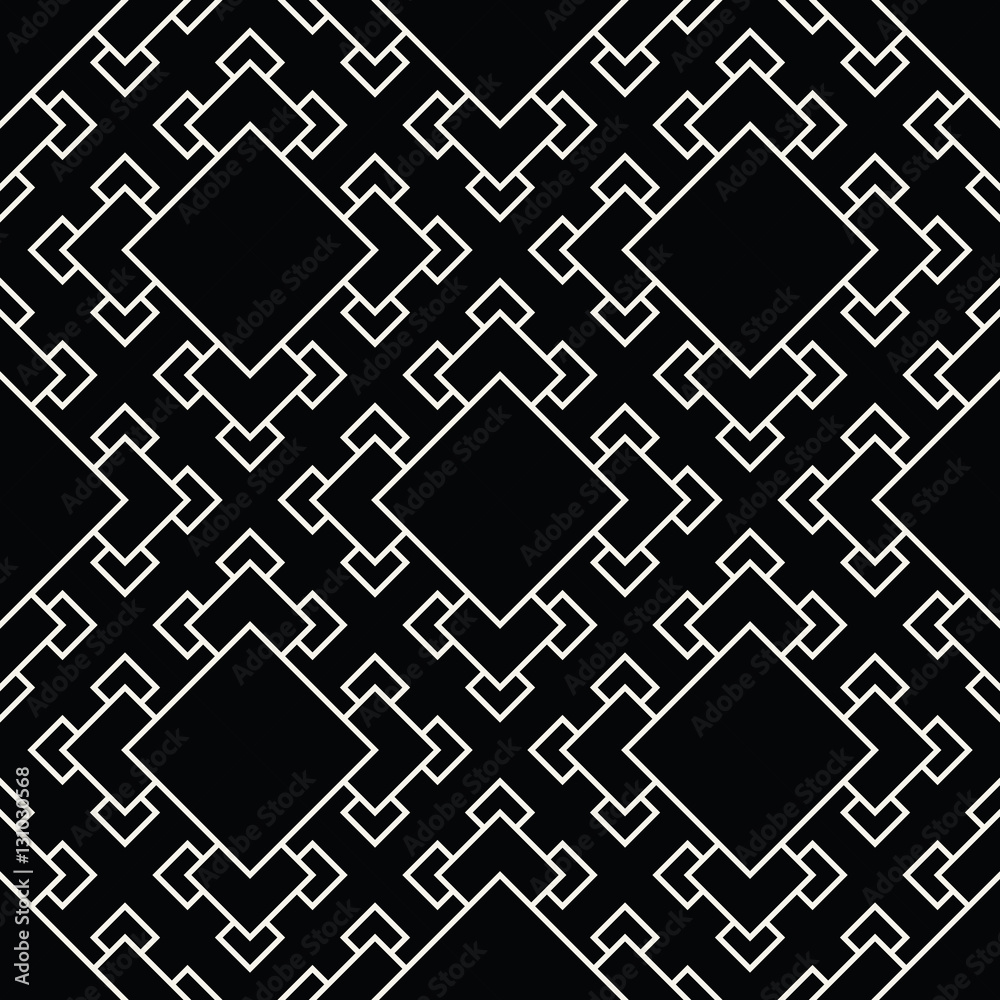 Abstract geometric black and white deco art square pattern background