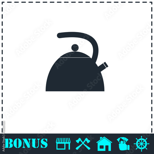 Teapot kettle icon flat