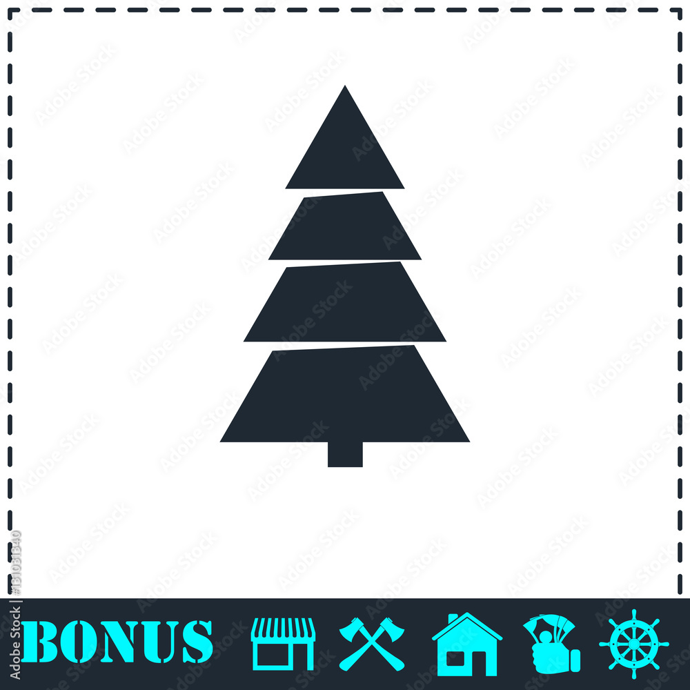 Fototapeta premium Fir tree icon flat