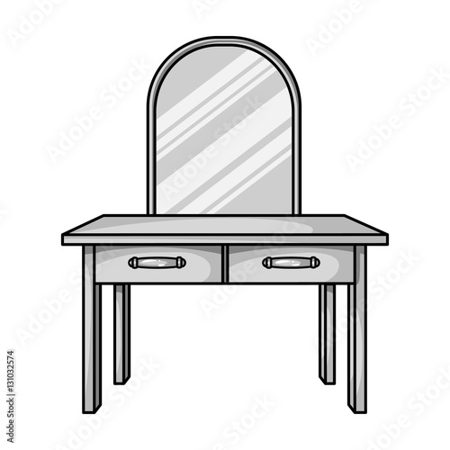 Dressing table icon in monochrome style isolated on white background. Furniture and home interior symbol stock vector illustration.
