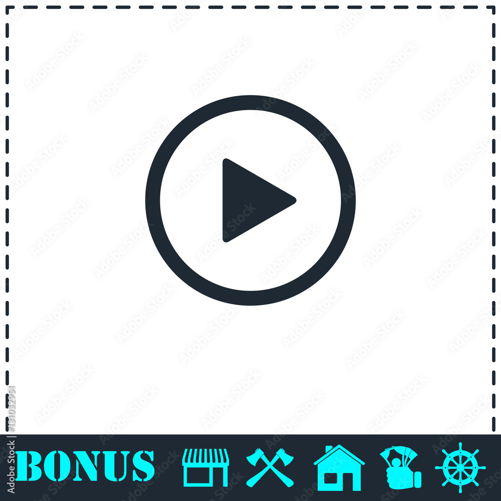 Play button icon flat