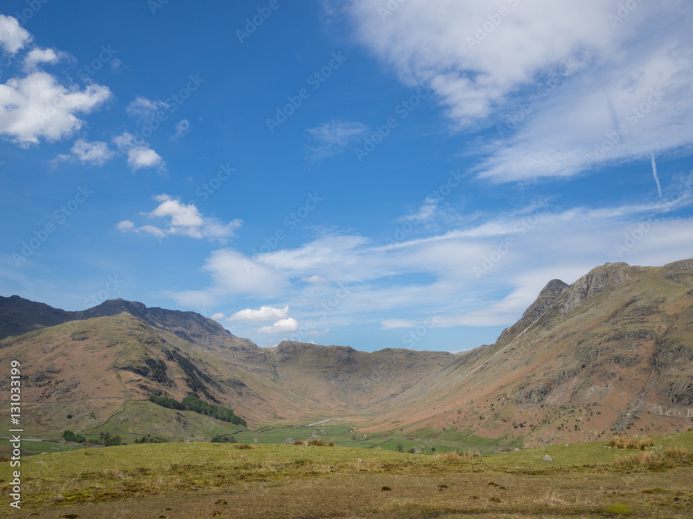 View down Mickleden in Langdale Valley in the Lake District, Cumbria, England