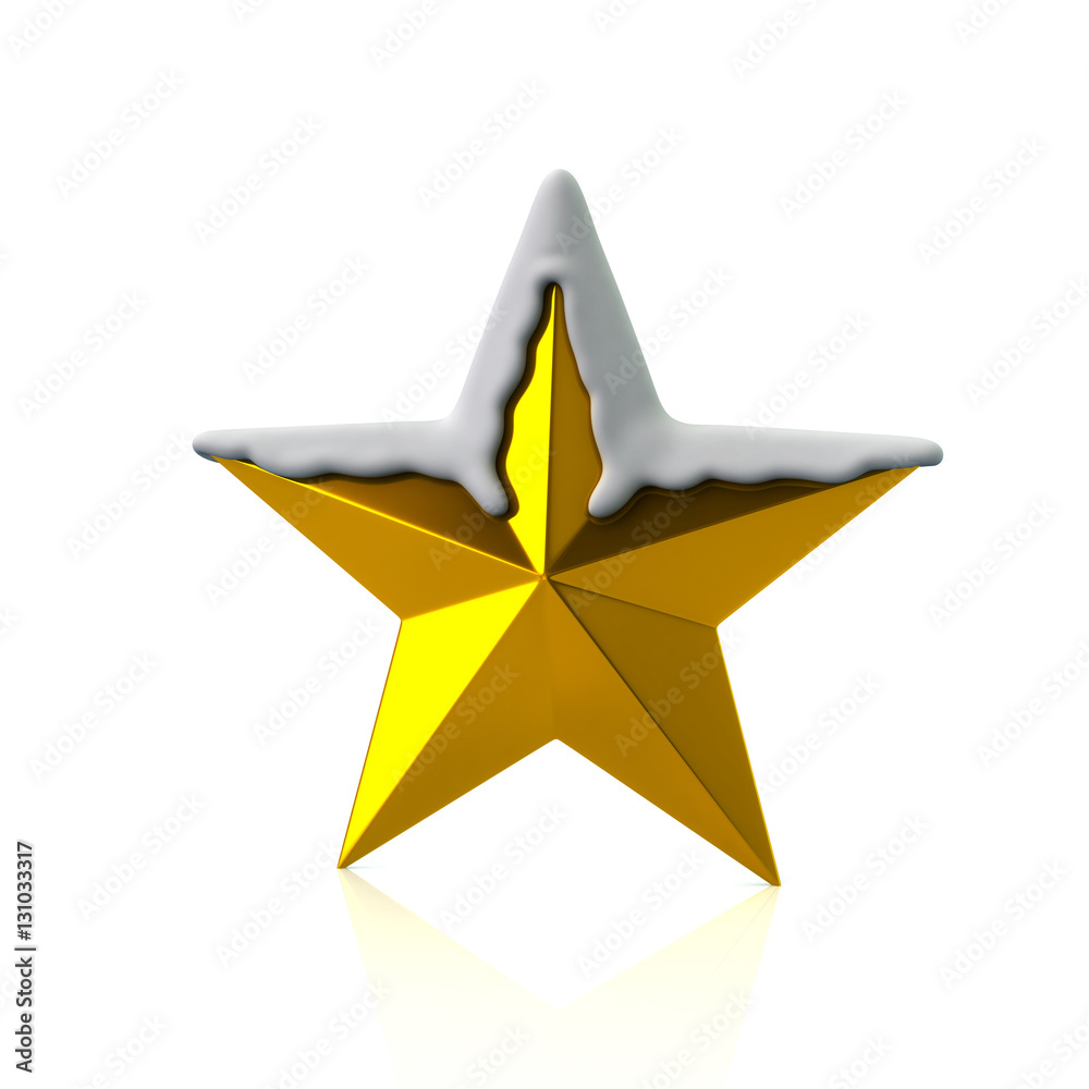 Fototapeta premium Golden star with snow