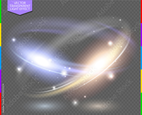 Circular lens flare transparennt light effect. Abstract cross ellipse. Rotational glow line. Power energy. Glowing ring trace background. Round spark frame. Vector circle. Magic sparkling swirl trail