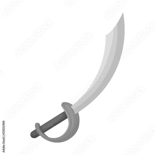 Pirate sabre icon in monochrome style isolated on white background. Pirates symbol stock vector illustration.