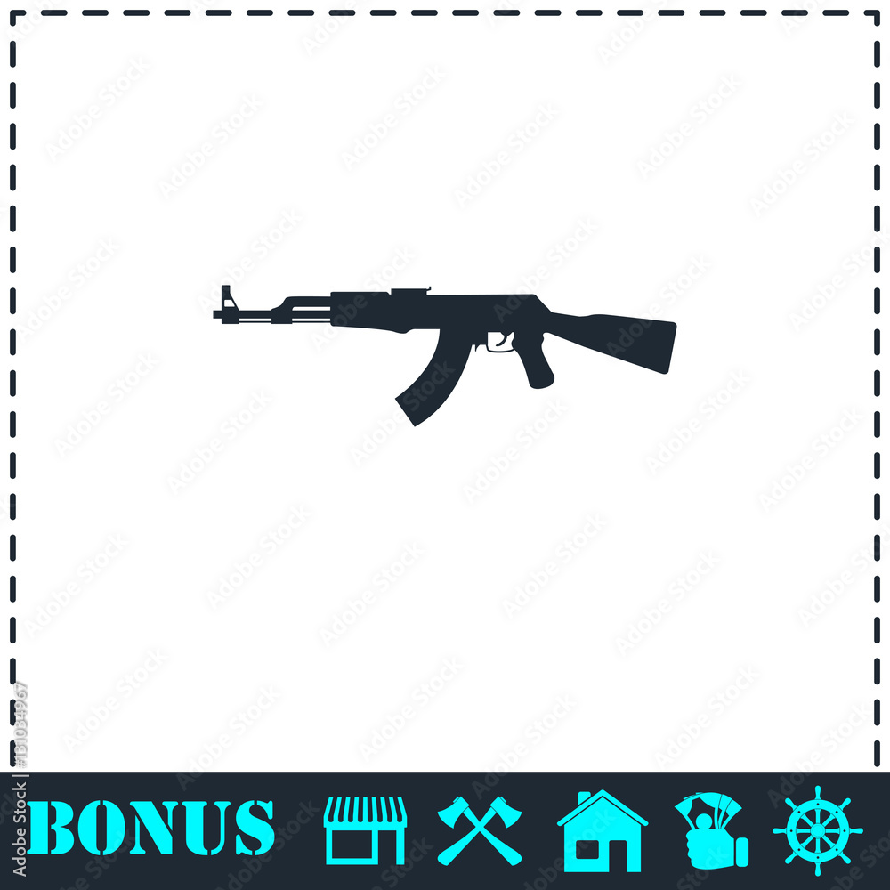 Assault rifle icon flat Assault rifle icon flat