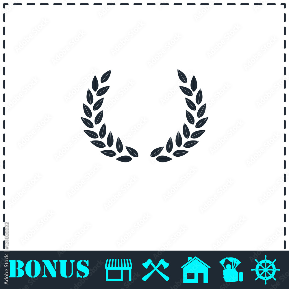 Laurel wreath icon flat Laurel wreath icon flat