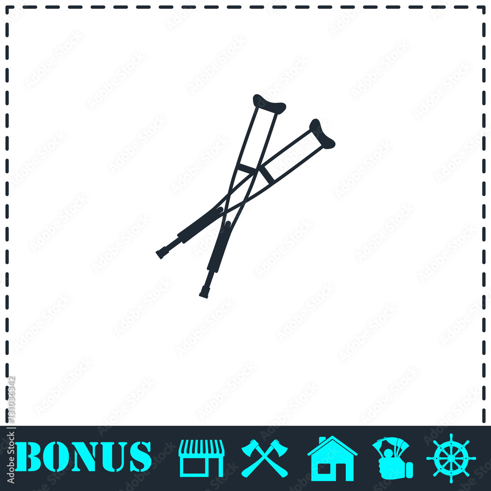 Crutches icon flat Crutches icon flat