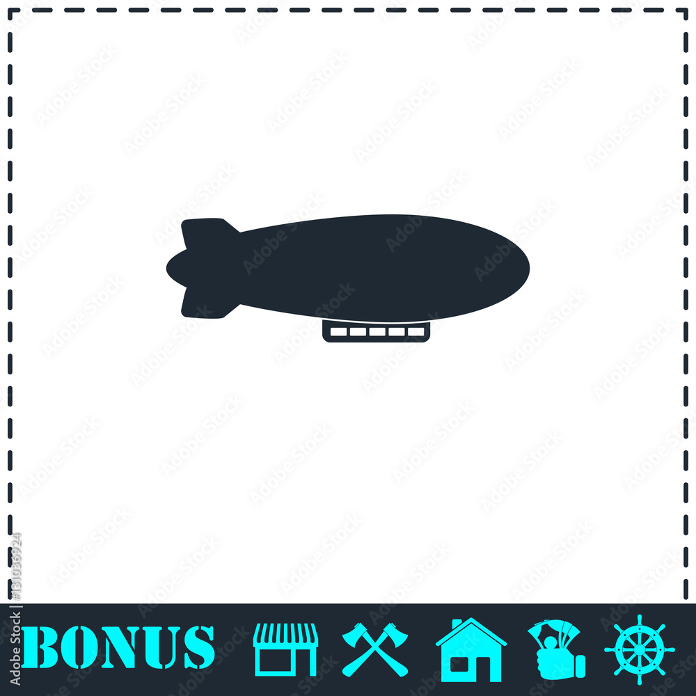 Airship zeppelin icon flat Airship zeppelin icon flat