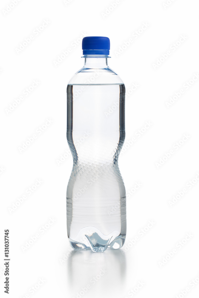 Small plastic water bottle. Small plastic water bottle.