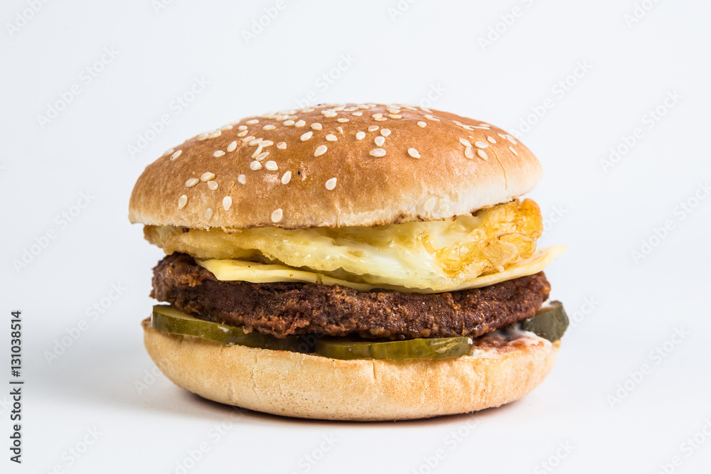 Burger on the white