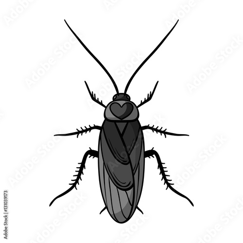 Cockroach icon in monochrome style isolated on white background. Insects symbol stock vector illustration.