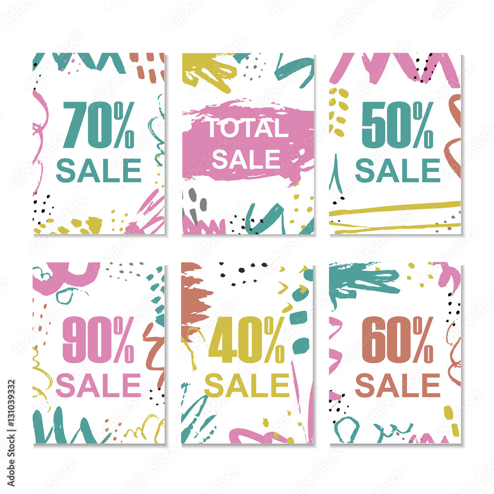 Set of 6 discount cards design. Can be used for social media sale website, banners, posters, flyers, email, newsletter, ads, promotional material. Mobile banner templates. Set of 6 discount cards design. Can be used for social media sale website, banners, posters, flyers, email, newsletter, ads, promotional material. Mobile banner templates.