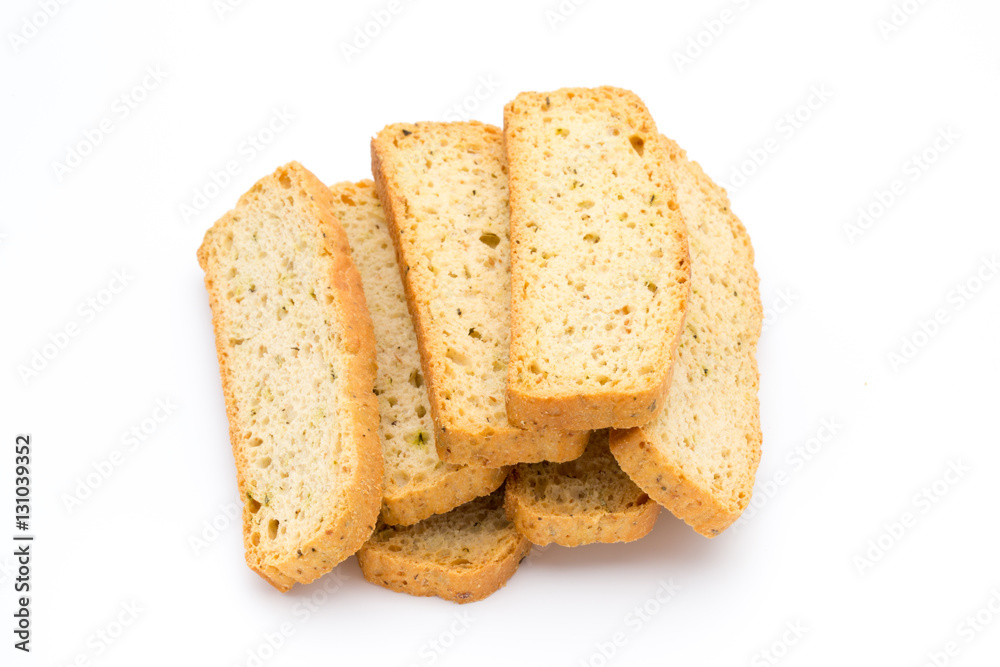 Garlic and herb bread slices. Eco food. Garlic and herb bread slices. Eco food.