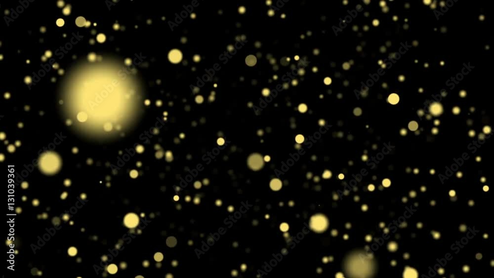 Gold flowing blinking particles on black background Gold flowing blinking particles on black background